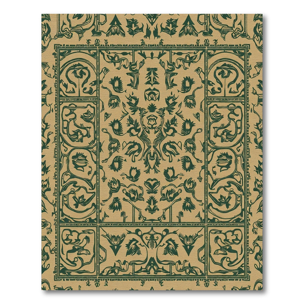 Emerald Green Floral Intricate Medallion Rug
