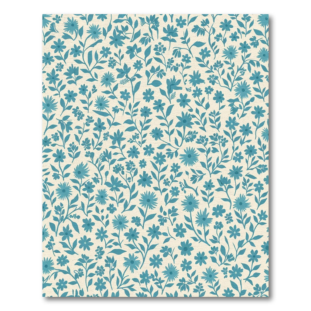 Teal Floral Vine Meadow Rug