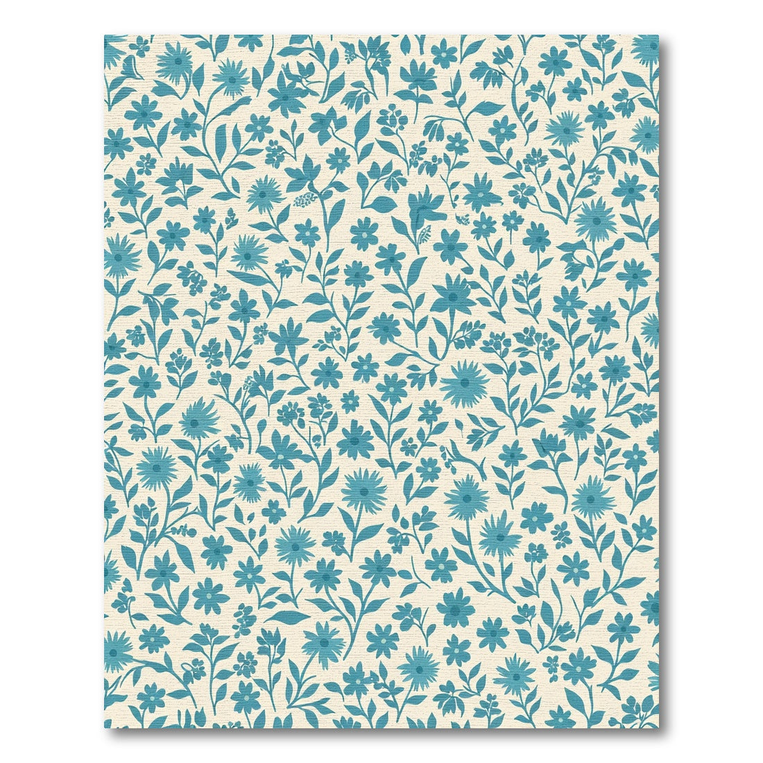Teal Floral Vine Meadow Rug