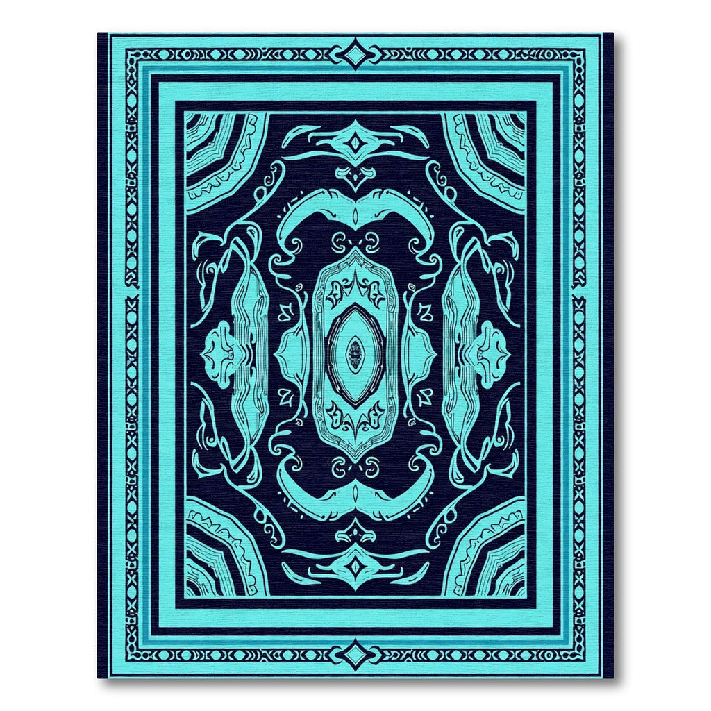 Turquoise Dark Oval Medallion Rug