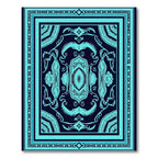 Turquoise Dark Oval Medallion Rug