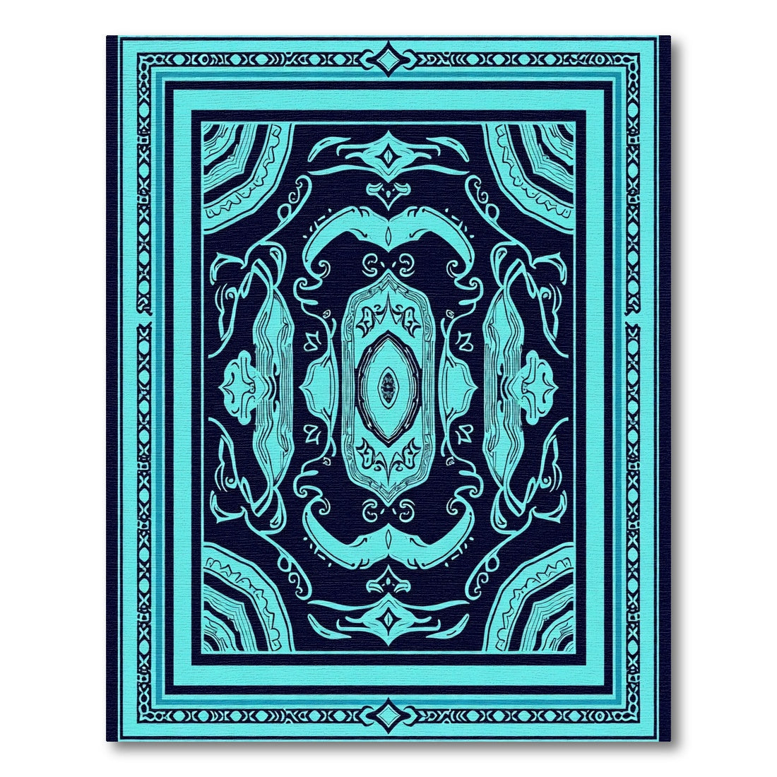 Turquoise Dark Oval Medallion Rug