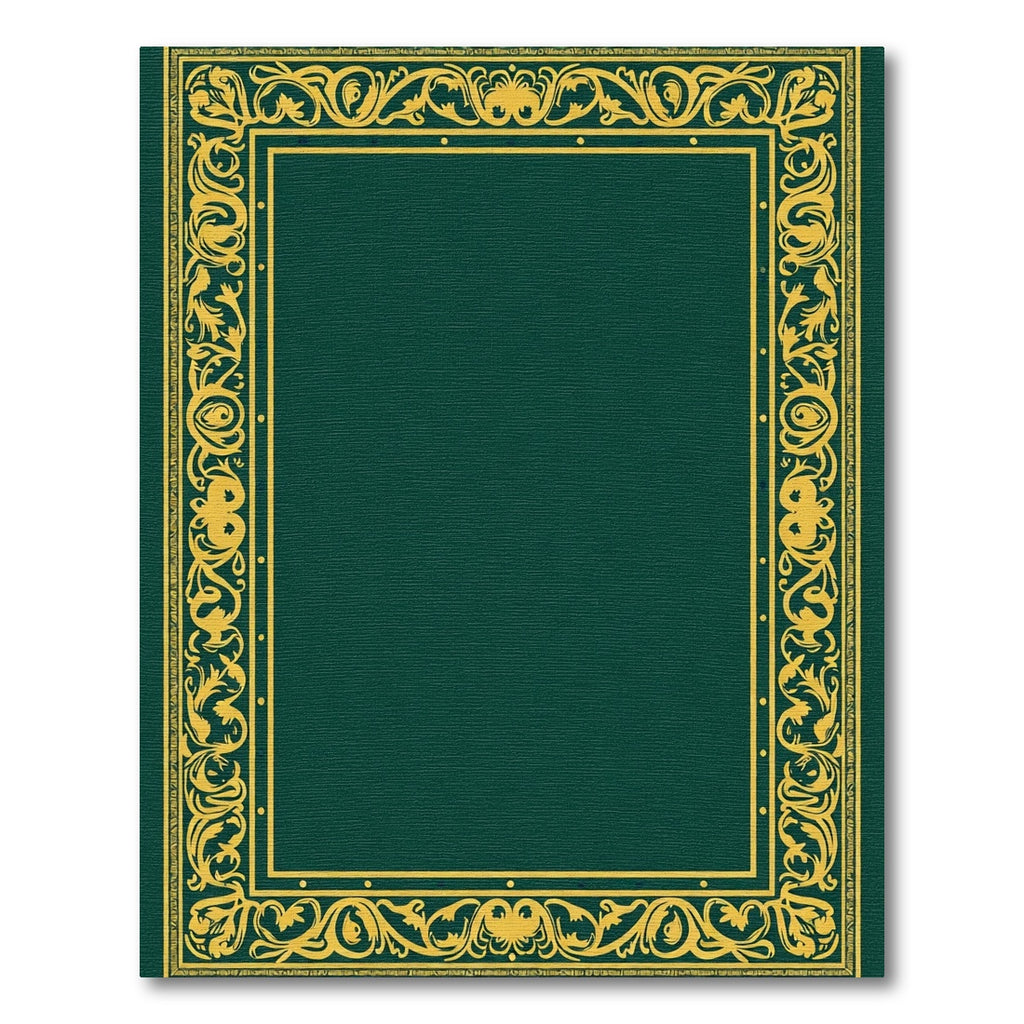 Rich Forest Green Golden Vine Border Rug