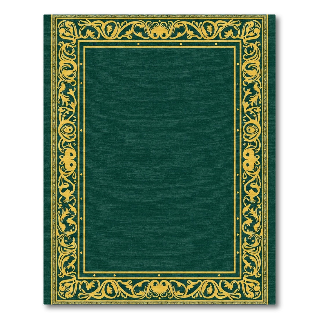 Rich Forest Green Golden Vine Border Rug