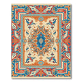 Vibrant Orange Blue Medallion Rug