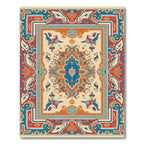 Vibrant Orange Blue Medallion Rug