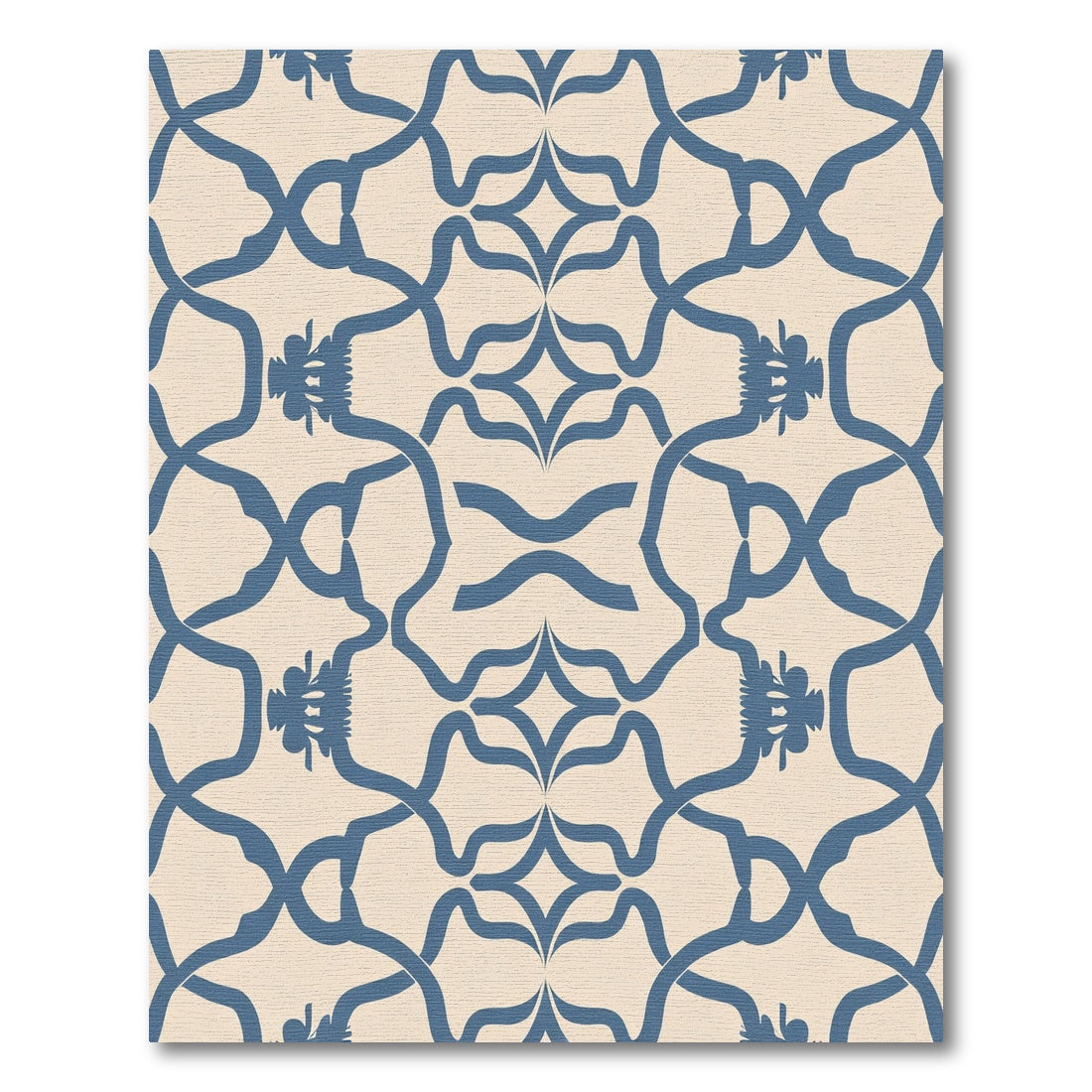 Blue Cream Rococo Scrollwork Rug