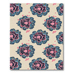 Pink Blue Floral Medallion Repeating Pattern Rug