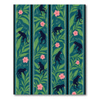 Dark Blue Pink Jungle Monkey Stripes Rug