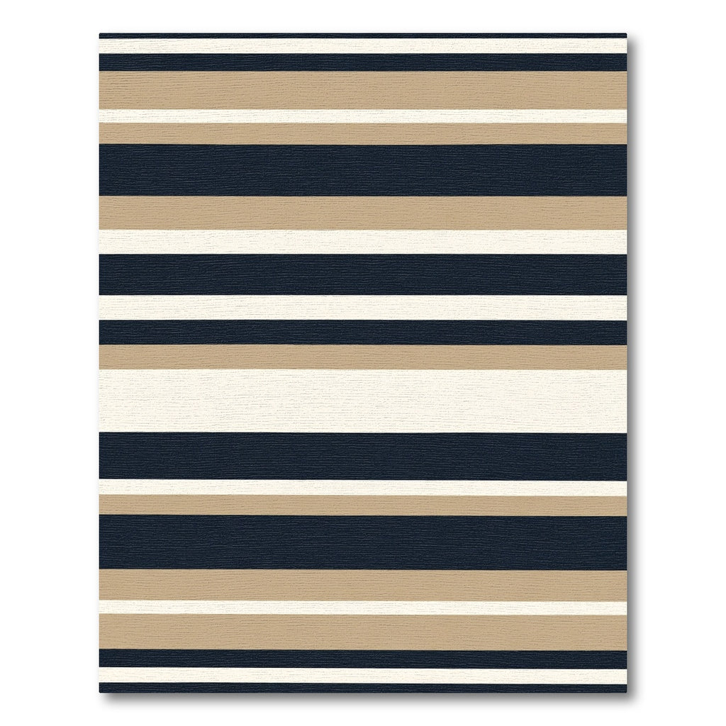 Classic Navy Tan Cream Stripes Rug