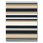 Classic Navy Tan Cream Stripes Rug