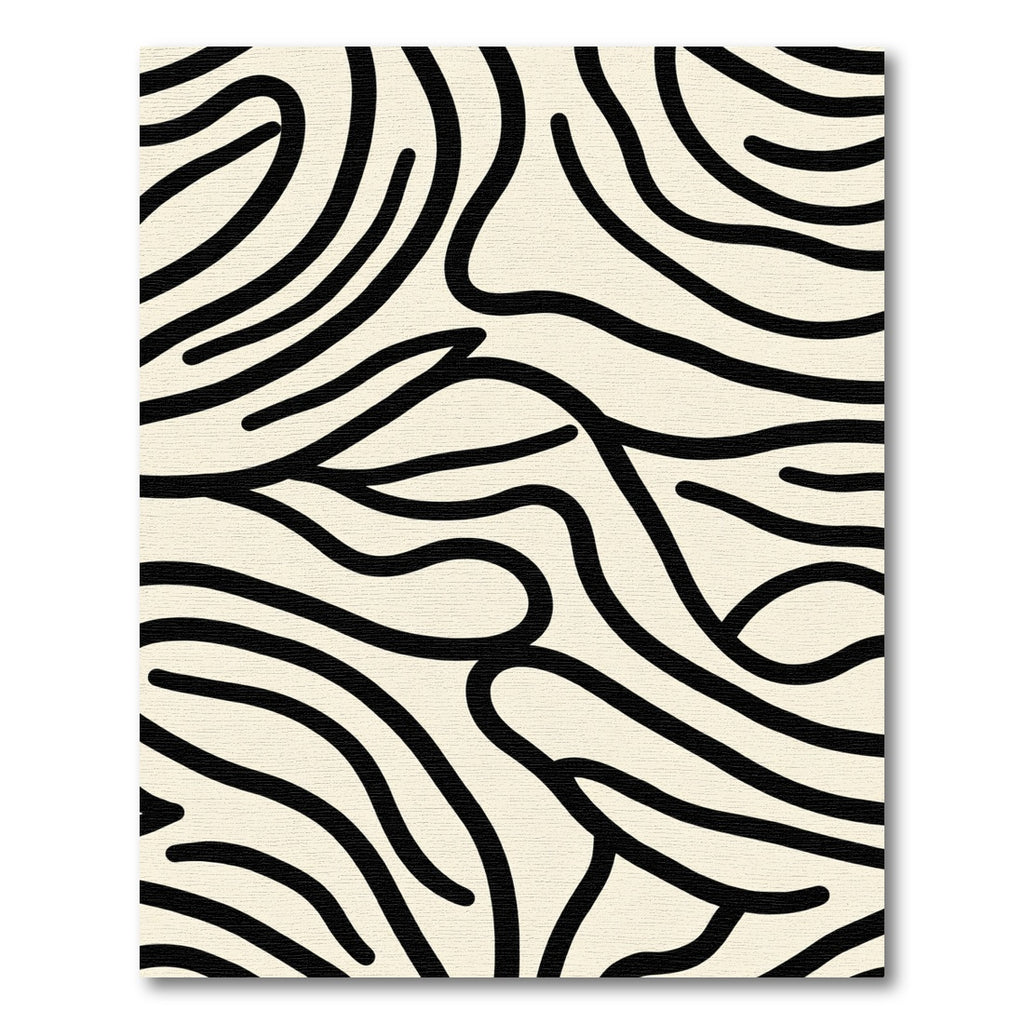 Organic Black Cream Abstract Swirl Rug