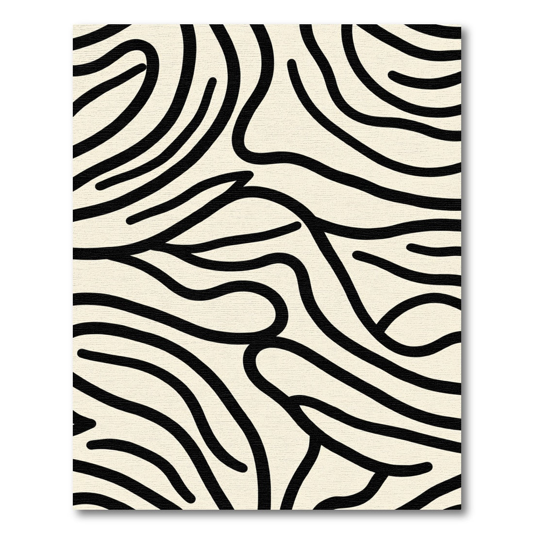 Organic Black Cream Abstract Swirl Rug