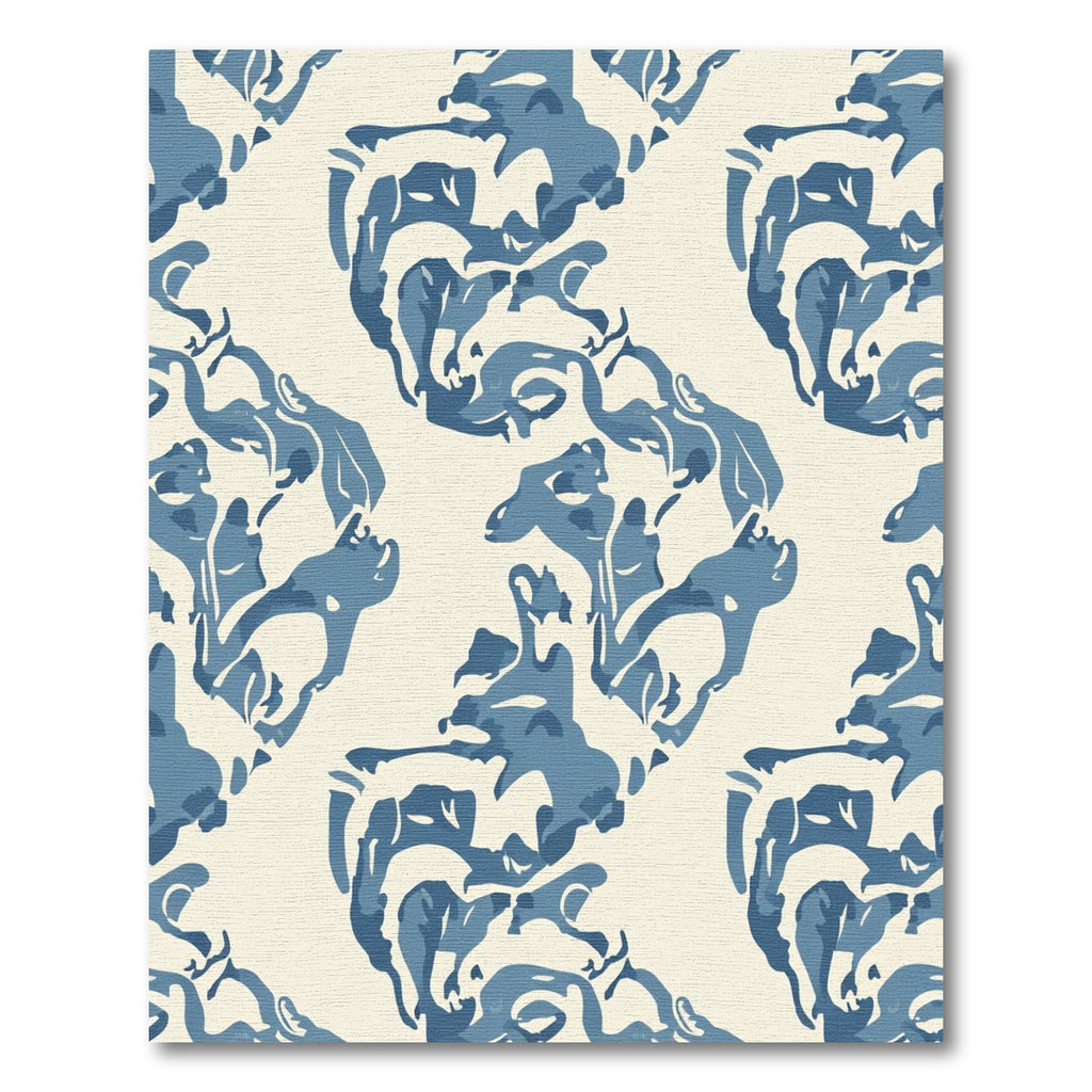 Abstract Ivory Blue Organic Swirl Rug