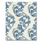 Abstract Ivory Blue Organic Swirl Rug
