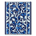 Deep Blue White Leafy Tree Branch Rug