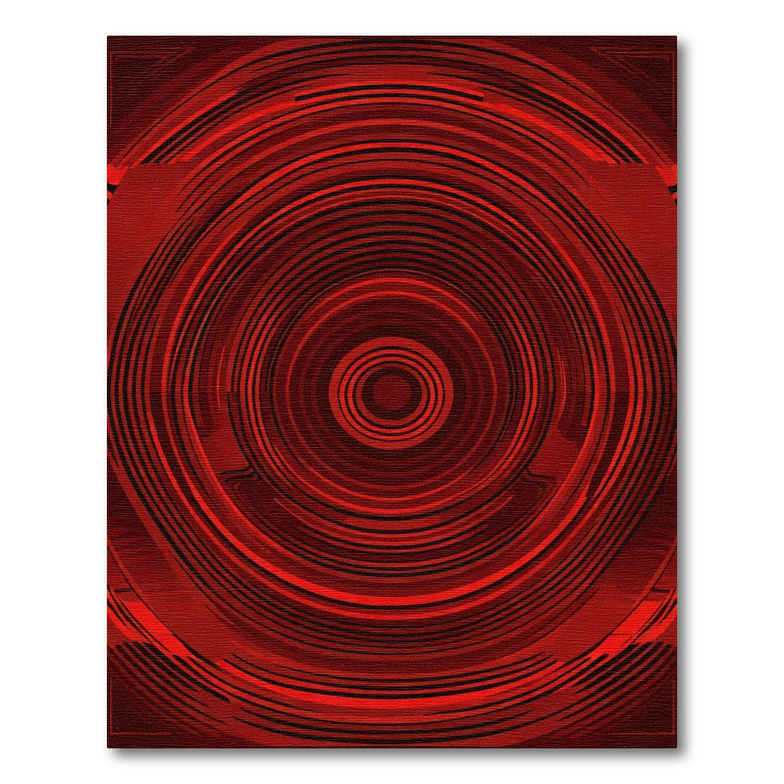 Crimson Concentric Circles Abstract Rug