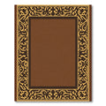 Ornate Brown and Gold Medallion Border Rug