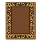 Ornate Brown and Gold Medallion Border Rug