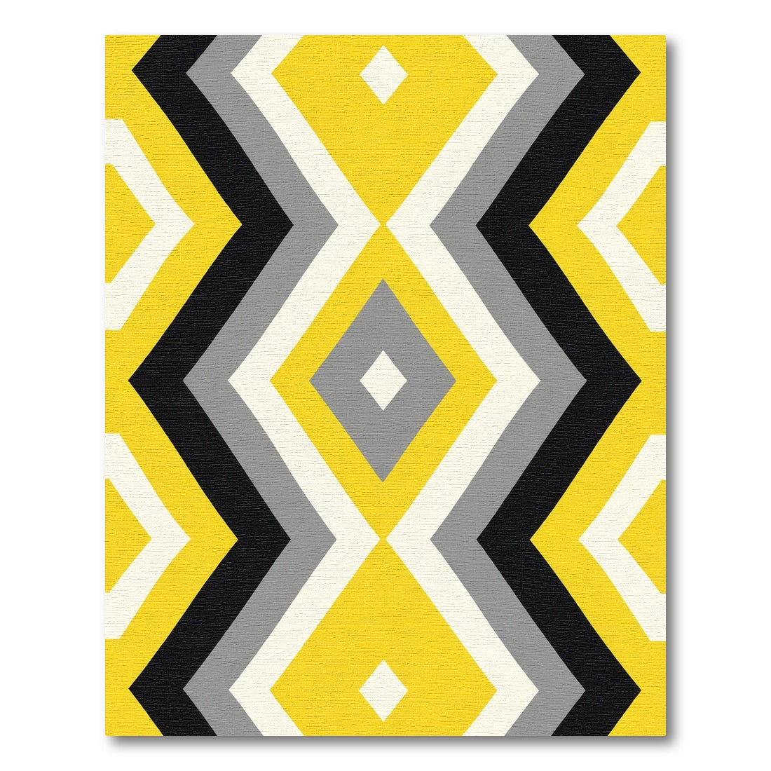 Yellow Gray Black Diamond Zigzag Rug