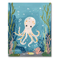Cute Peach Octopus Underwater Coral Reef Rug