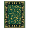 Deep Emerald Gold Leaf Vine Border Rug