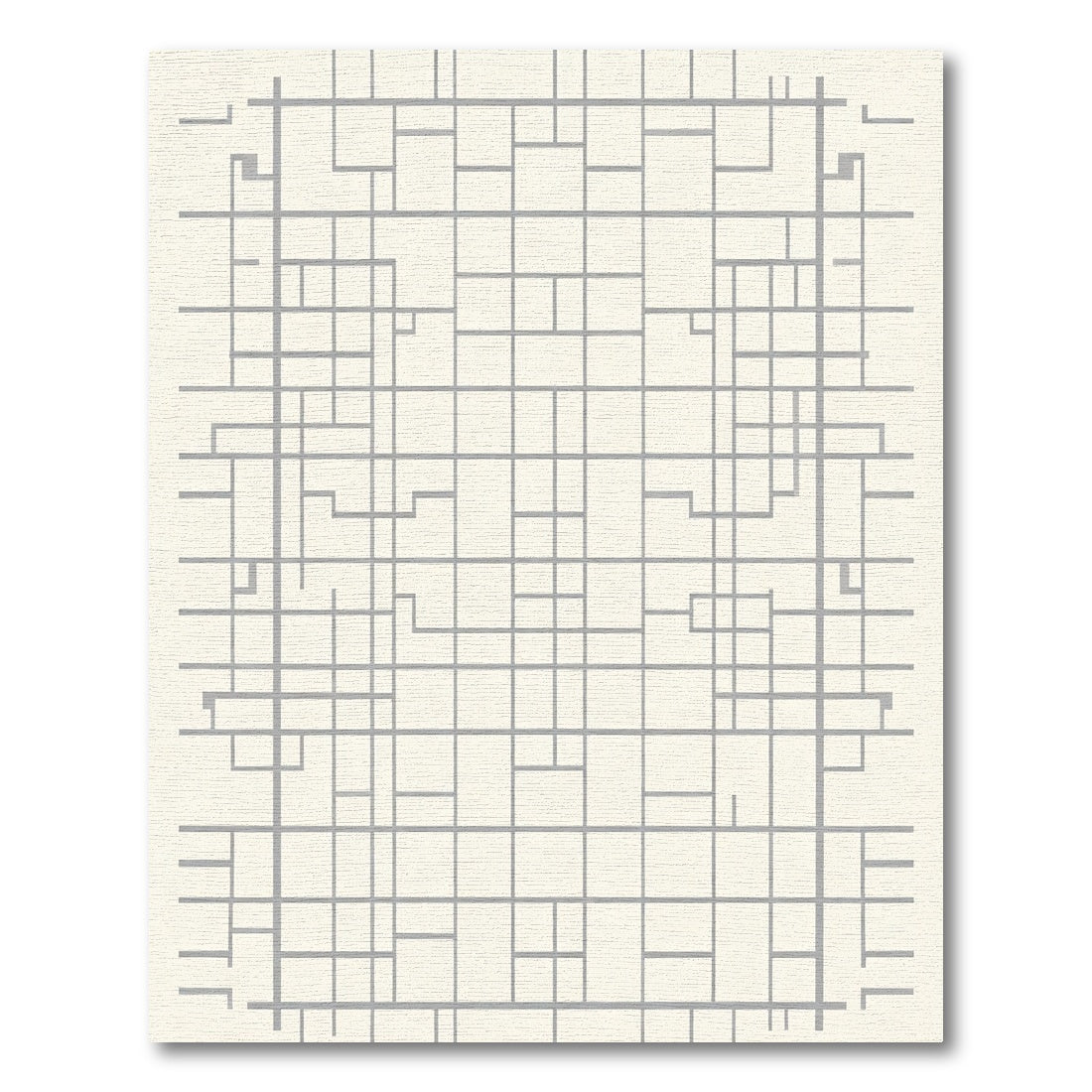 Modern Gray Geometric Grid Art Rug