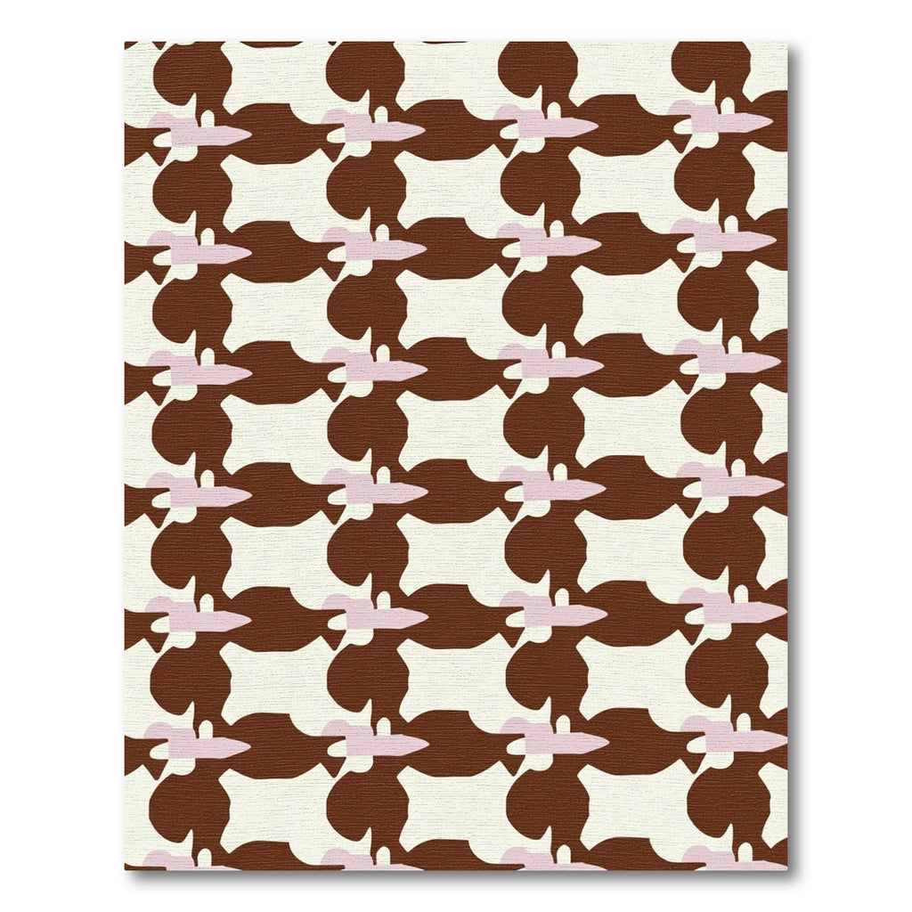 Brown Cream Pink Abstract Interlocking Shapes Rug