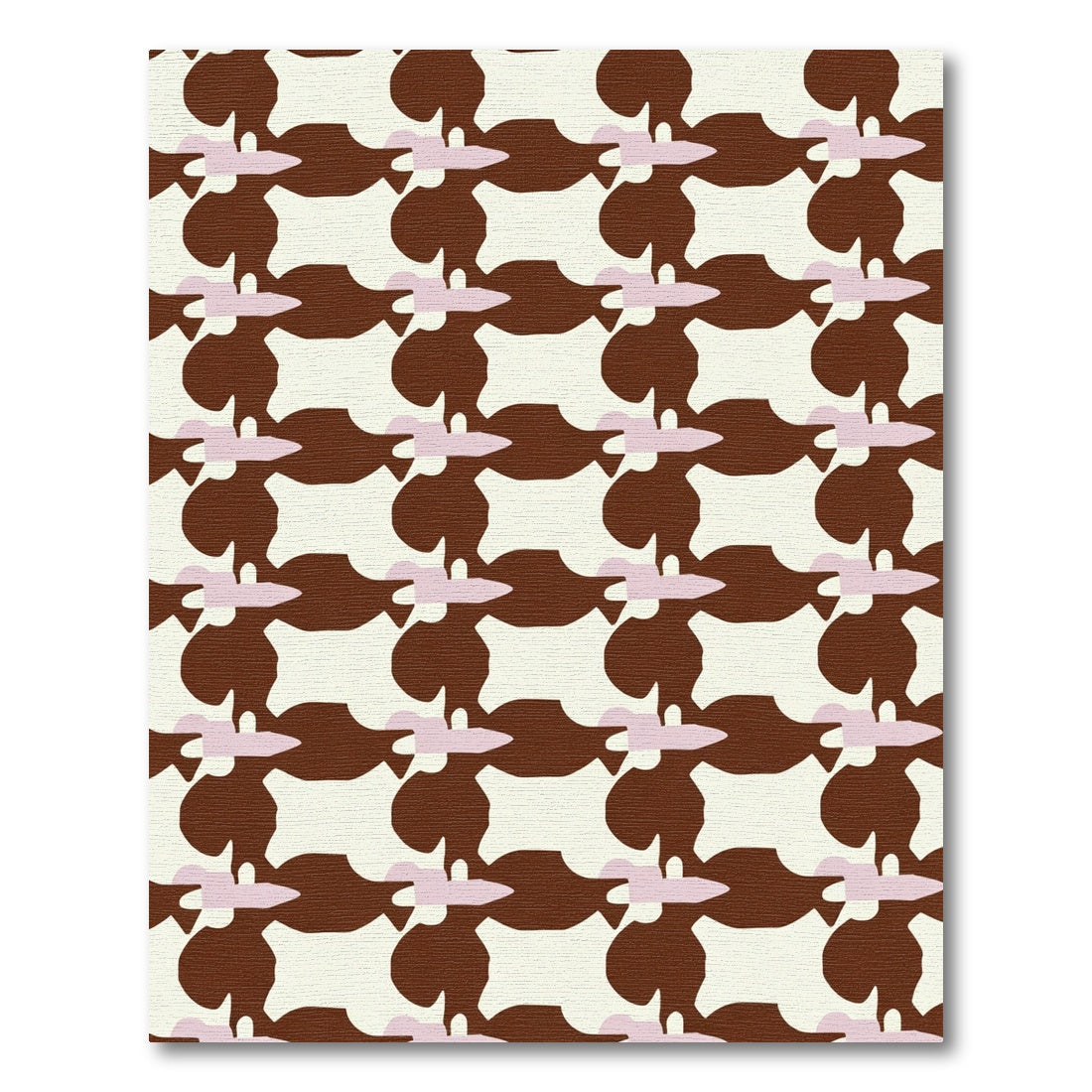 Brown Cream Pink Abstract Interlocking Shapes Rug