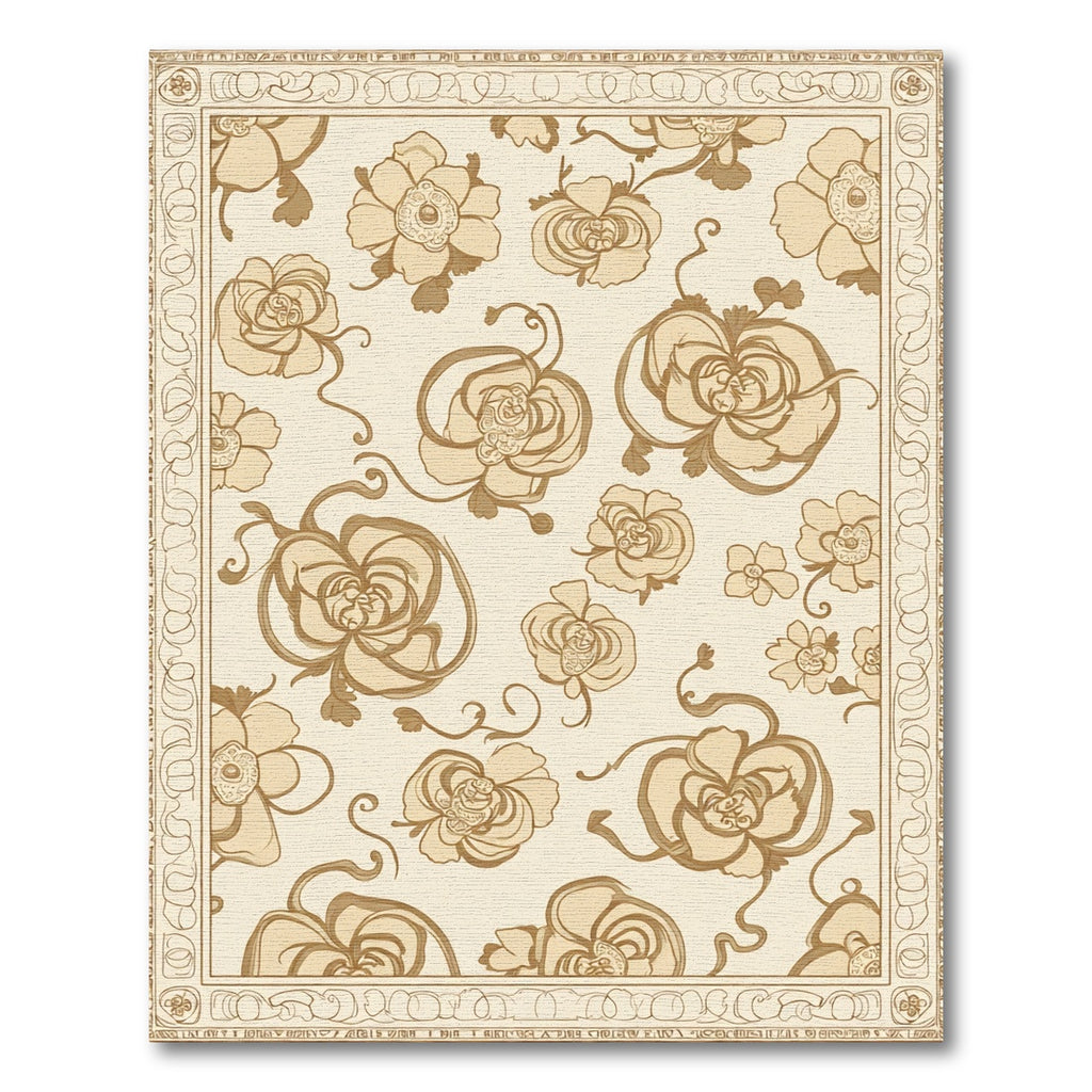 Antique Cream Floral Vine Rug