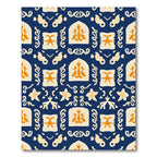 Navy Orange Arch Floral Medallion Rug