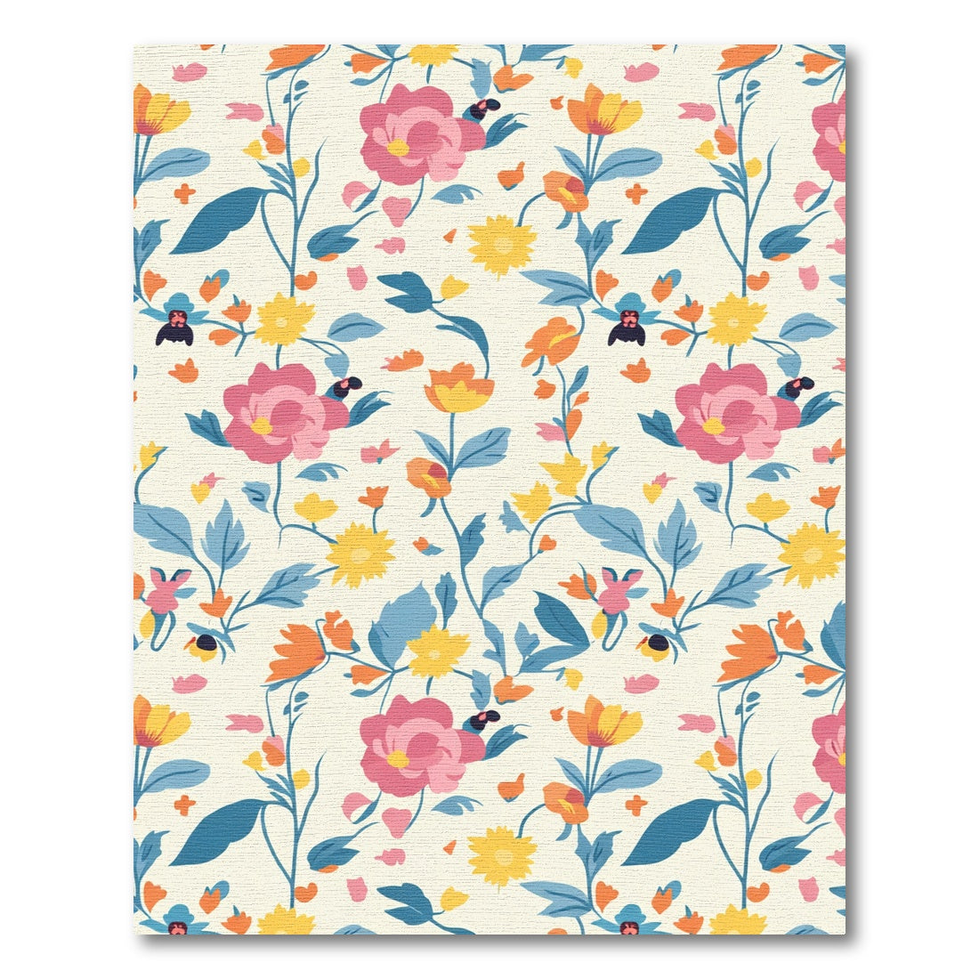Vintage Pink Yellow Floral Vine Rug