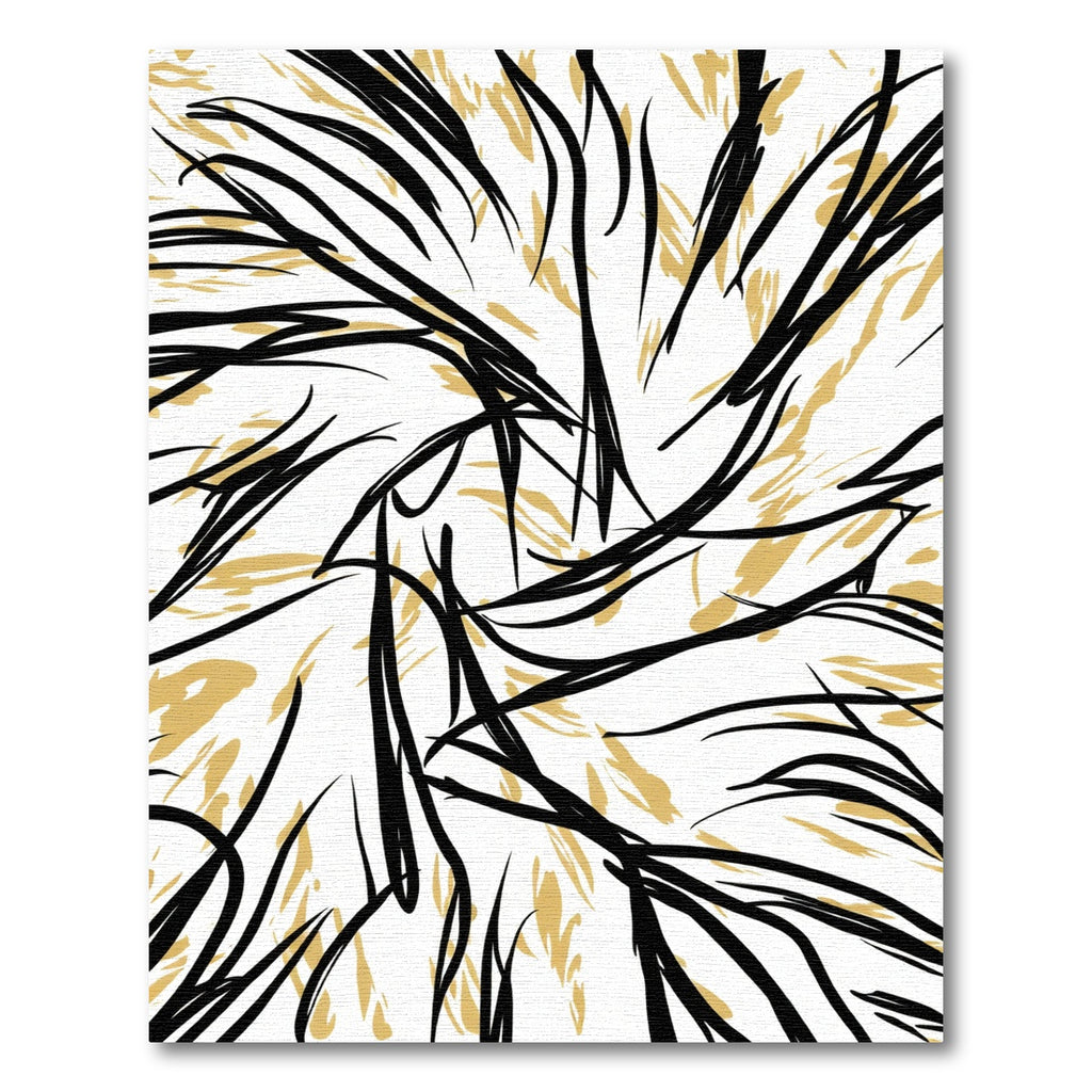 Black Gold Abstract Swirl Rug