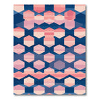 Geometric Hexagon Blue Pink Gradient Rug