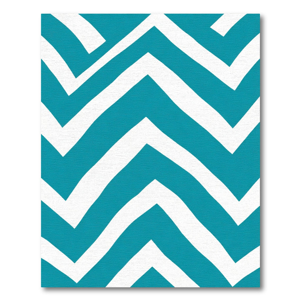 Teal White Zigzag Stripe Area Rug