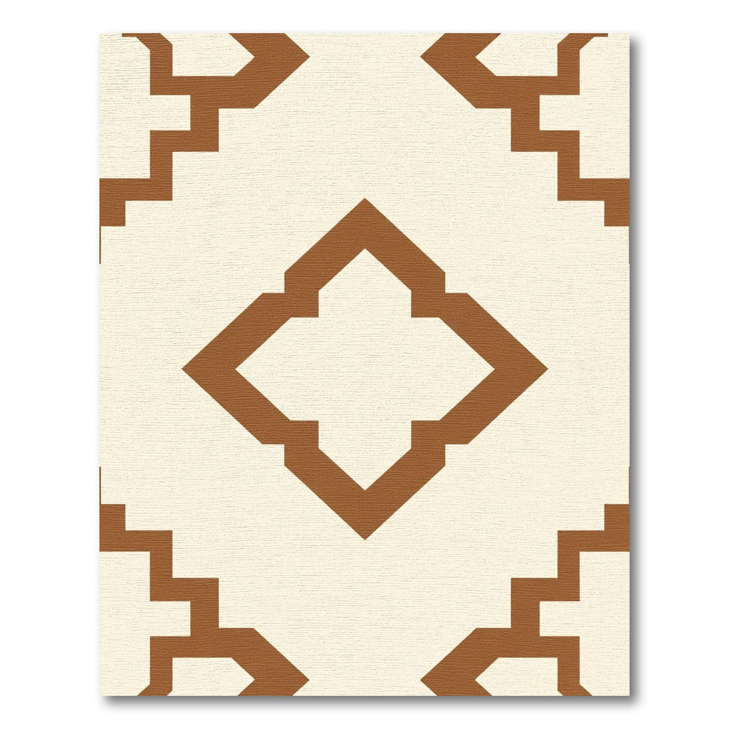Cream Brown Geometric Diamond Shape Rug