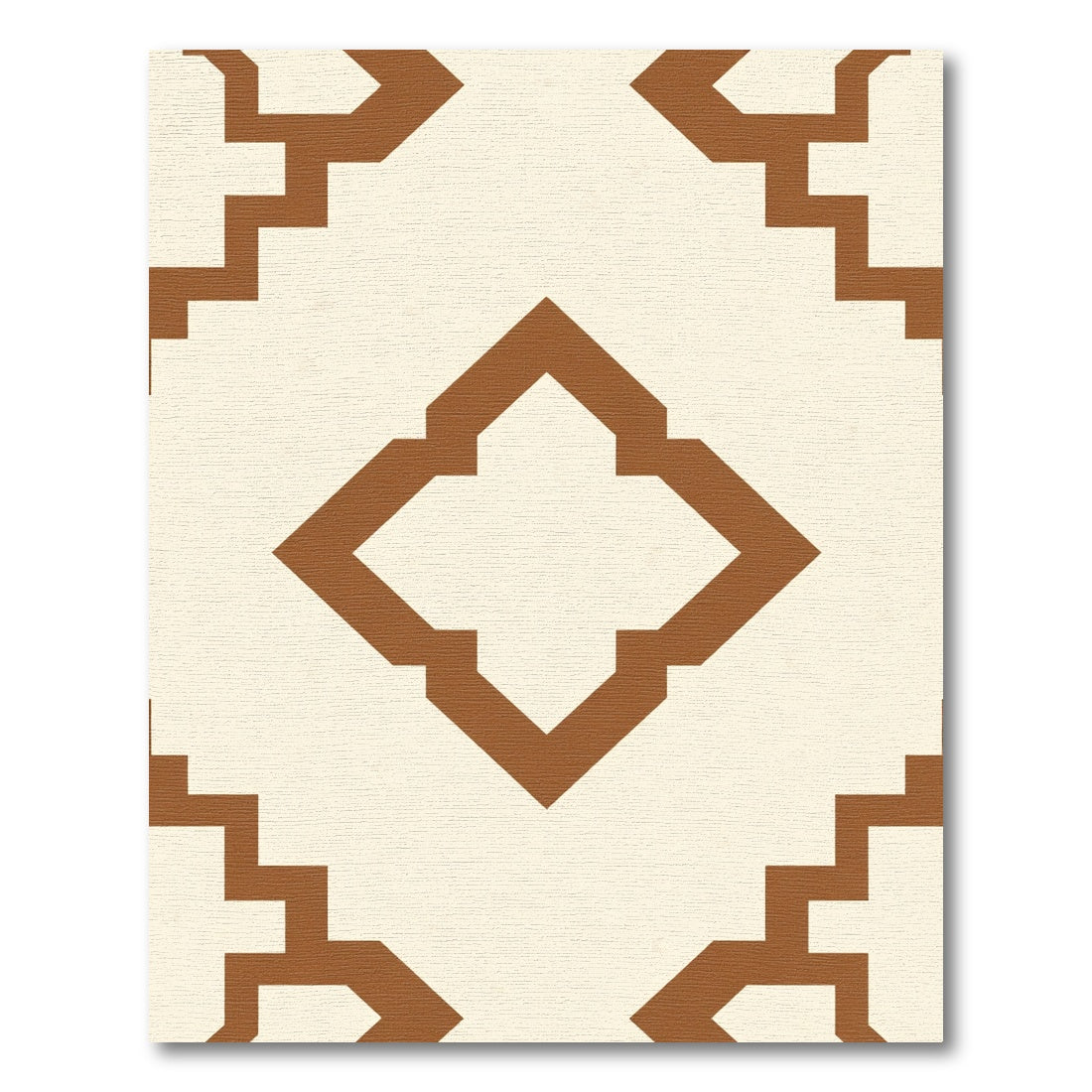 Cream Brown Geometric Diamond Shape Rug