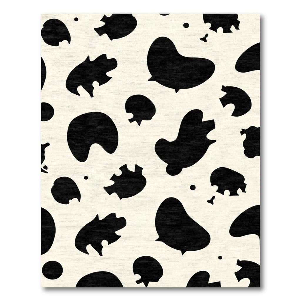 Cream Black Abstract SpotsRug Rug