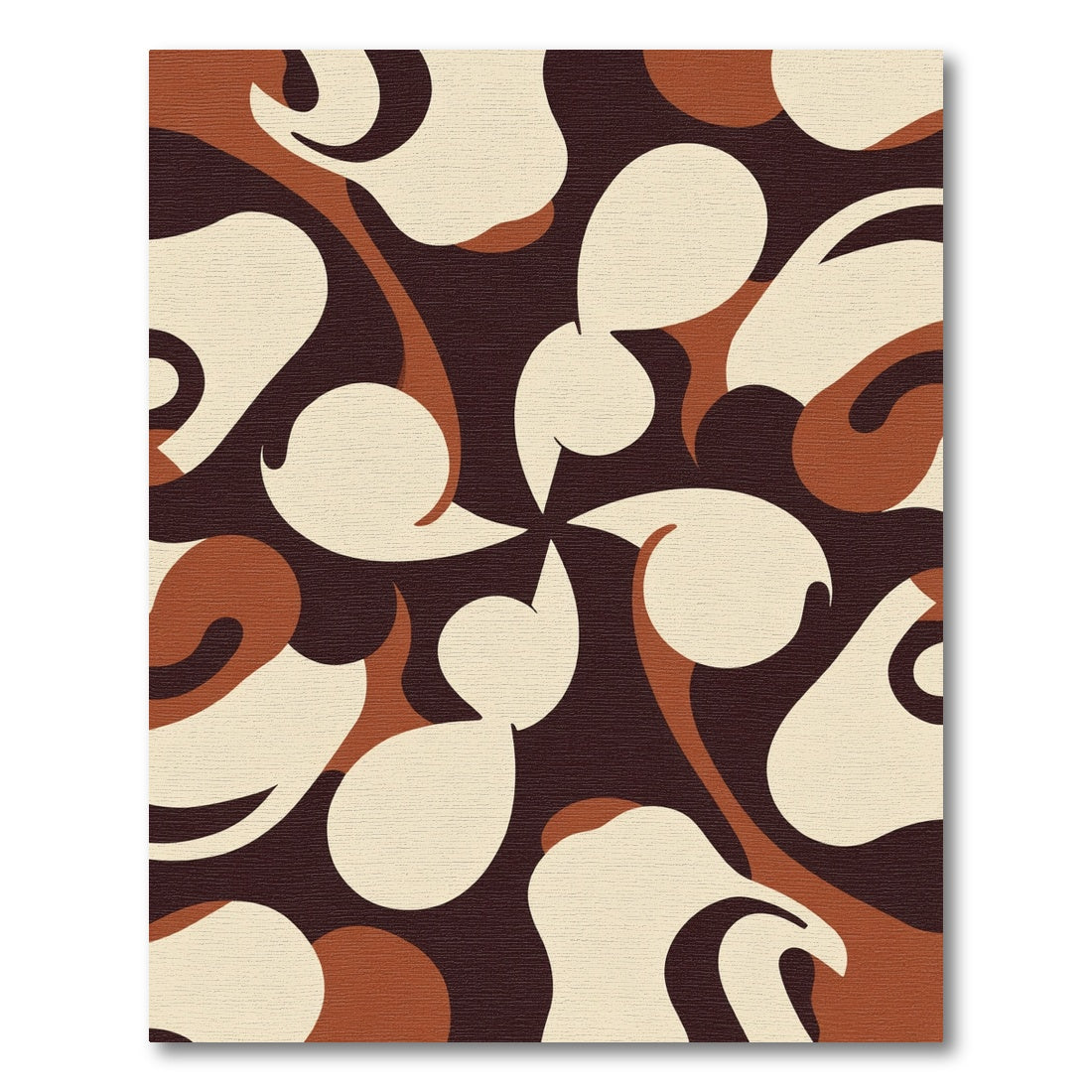 Retro Cream Brown Swirl Shapes Rug