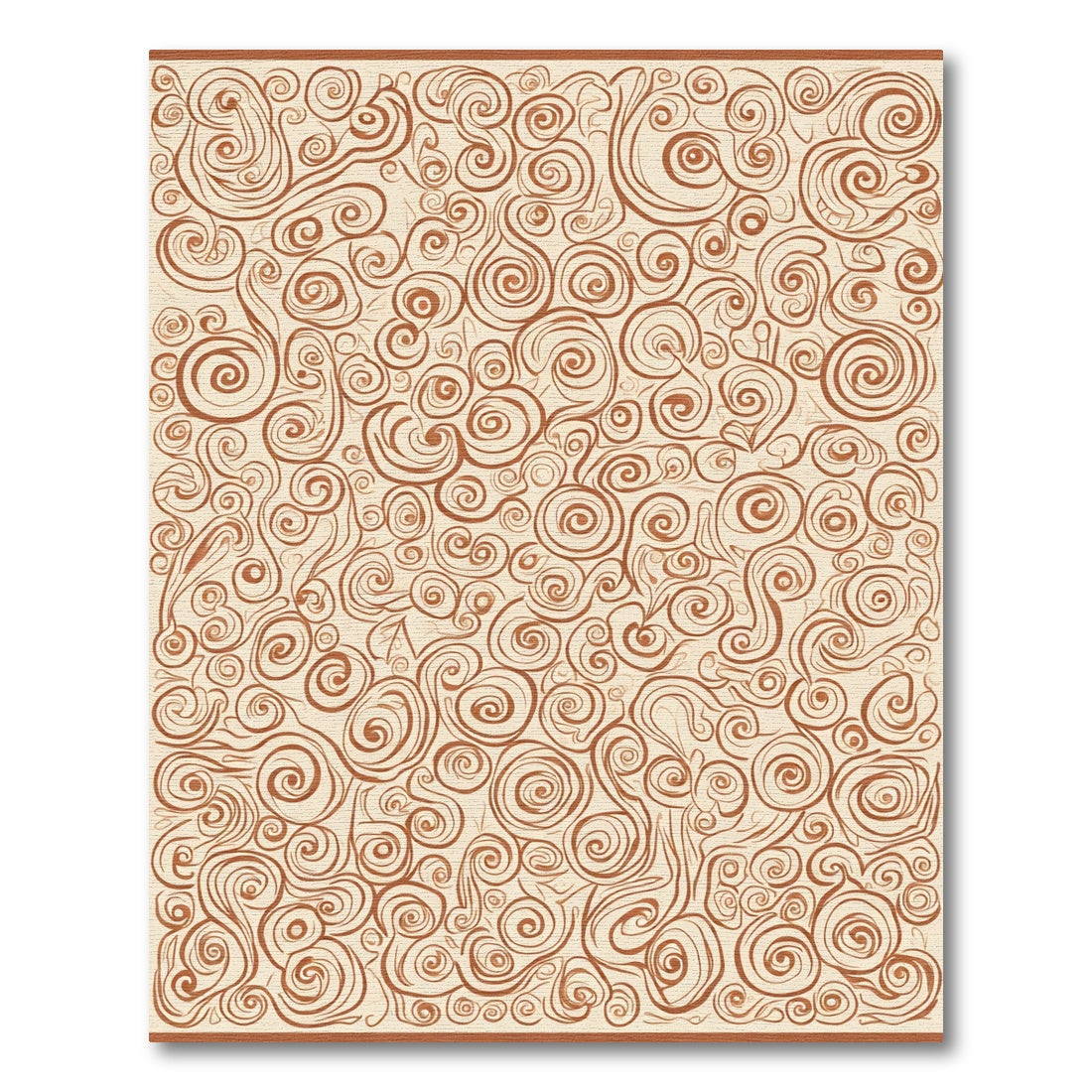 Ornate Brown Swirl Organic Abstract Rug