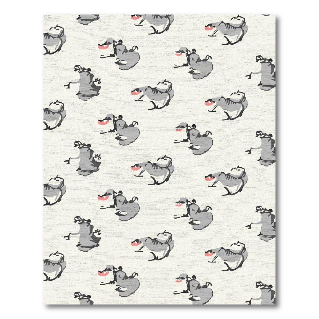 Whimsical Gray Hippo Splash Rug