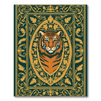 Regal Tiger Portrait Ornate Frame Rug