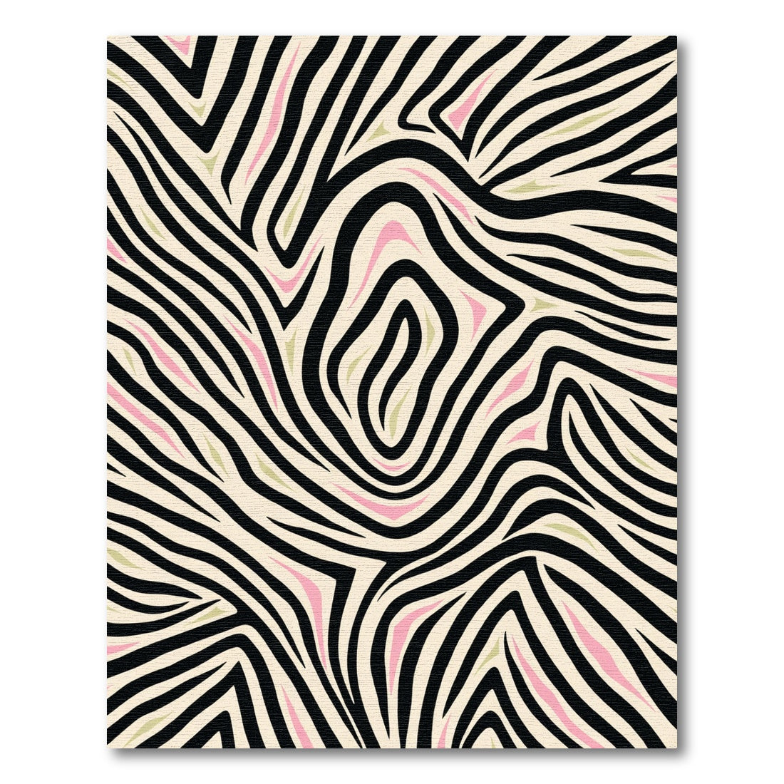 Cream Black Pink Zebra Swirl Rug