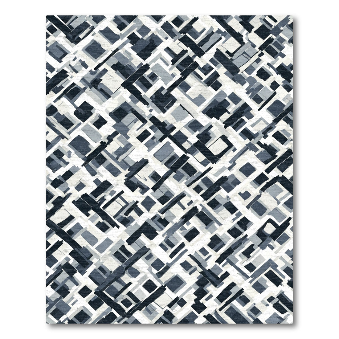 Monochromatic Abstract Geometric Overlay Rug