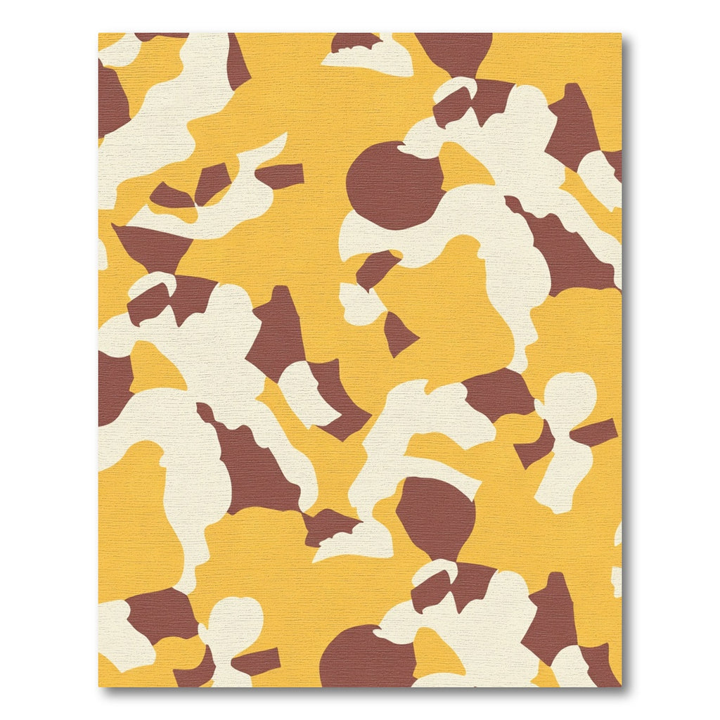 Golden Yellow Abstract Camouflage Shapes Rug