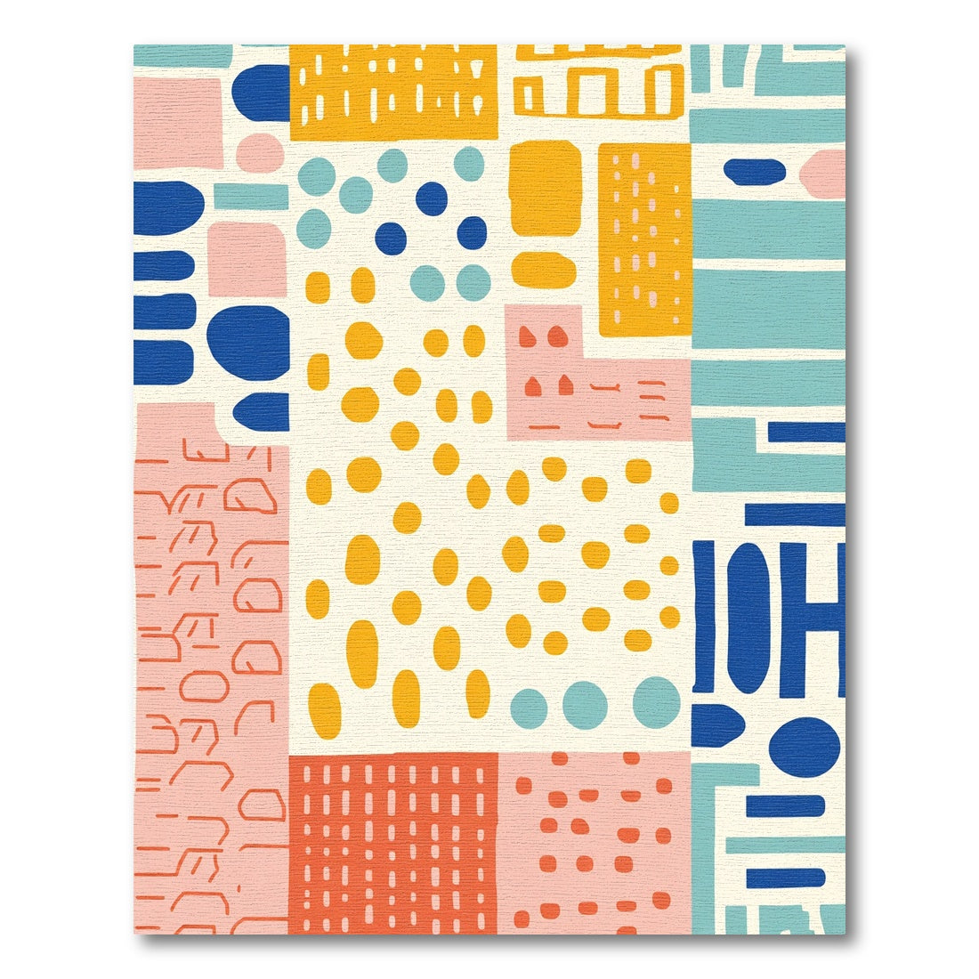 Modern Abstract Buildings Yellow Blue Pink Rug