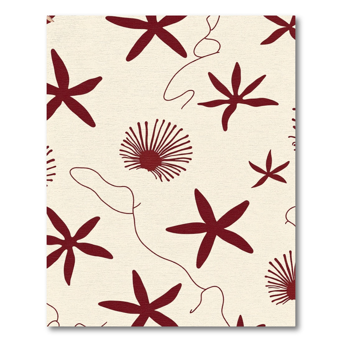 Deep Red Starfish Organic Cream Accent Rug