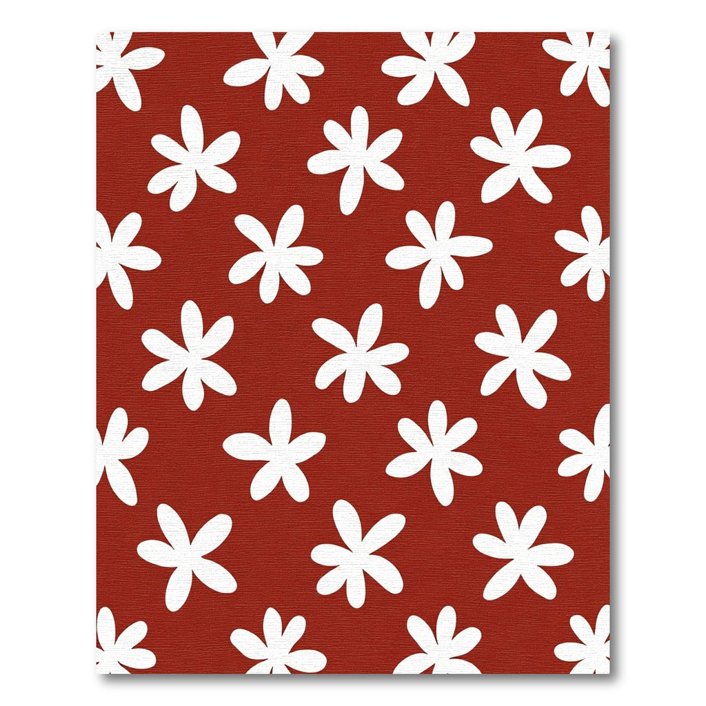Crimson White Petal Cluster Rug
