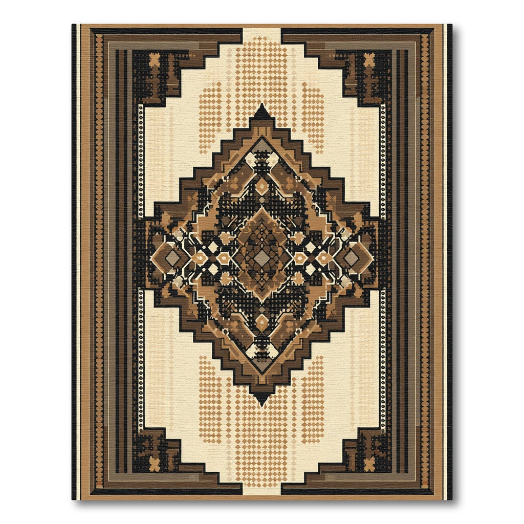 Earthy Geometric Center Diamond Rug