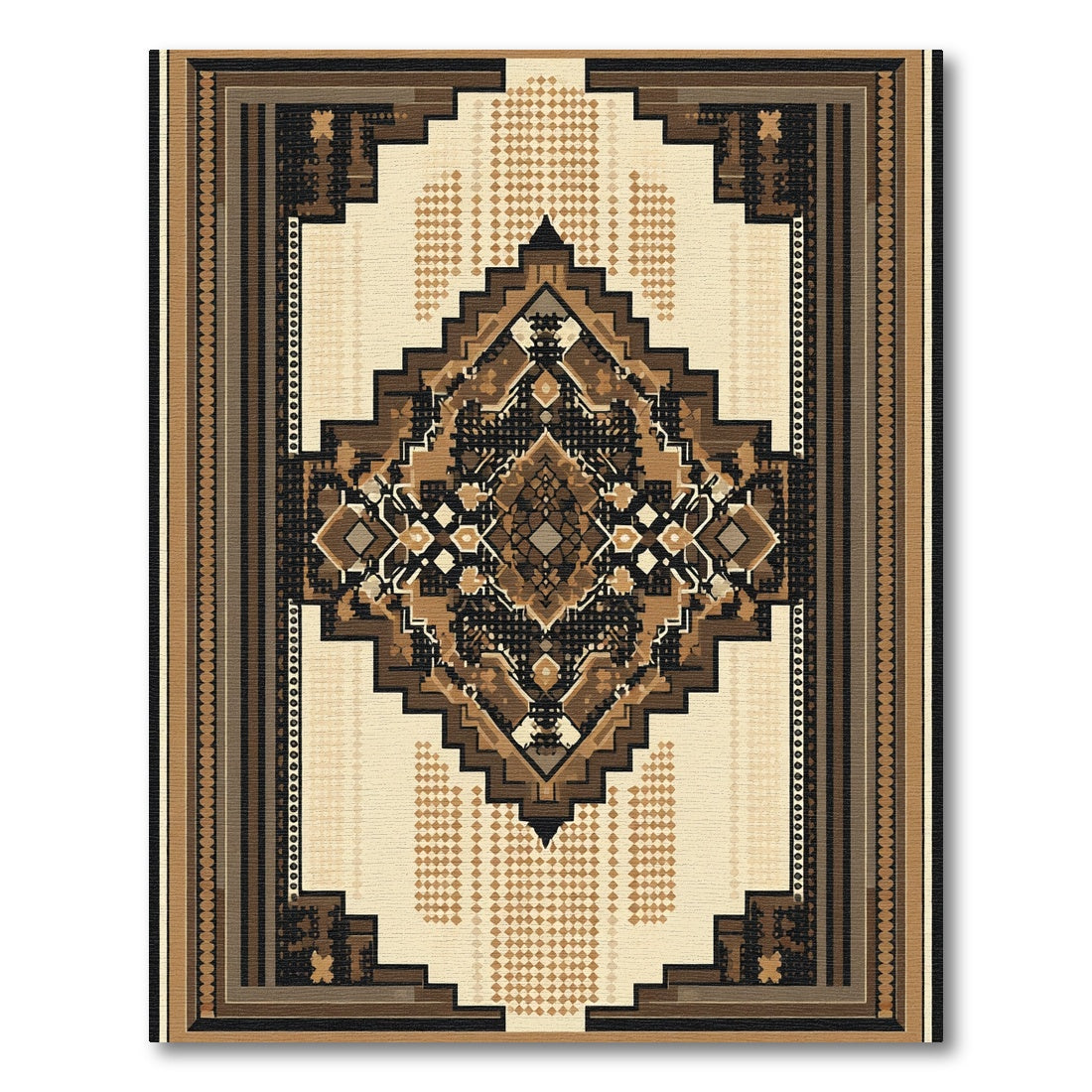 Earthy Geometric Center Diamond Rug